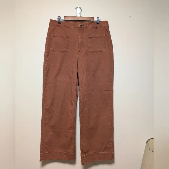 Old Navy 12 Tall High Rise Wide Leg Rust Pants Stretch - Picture 2 of 7